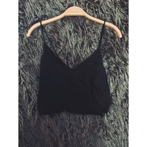 Black rutched-back cropped cami